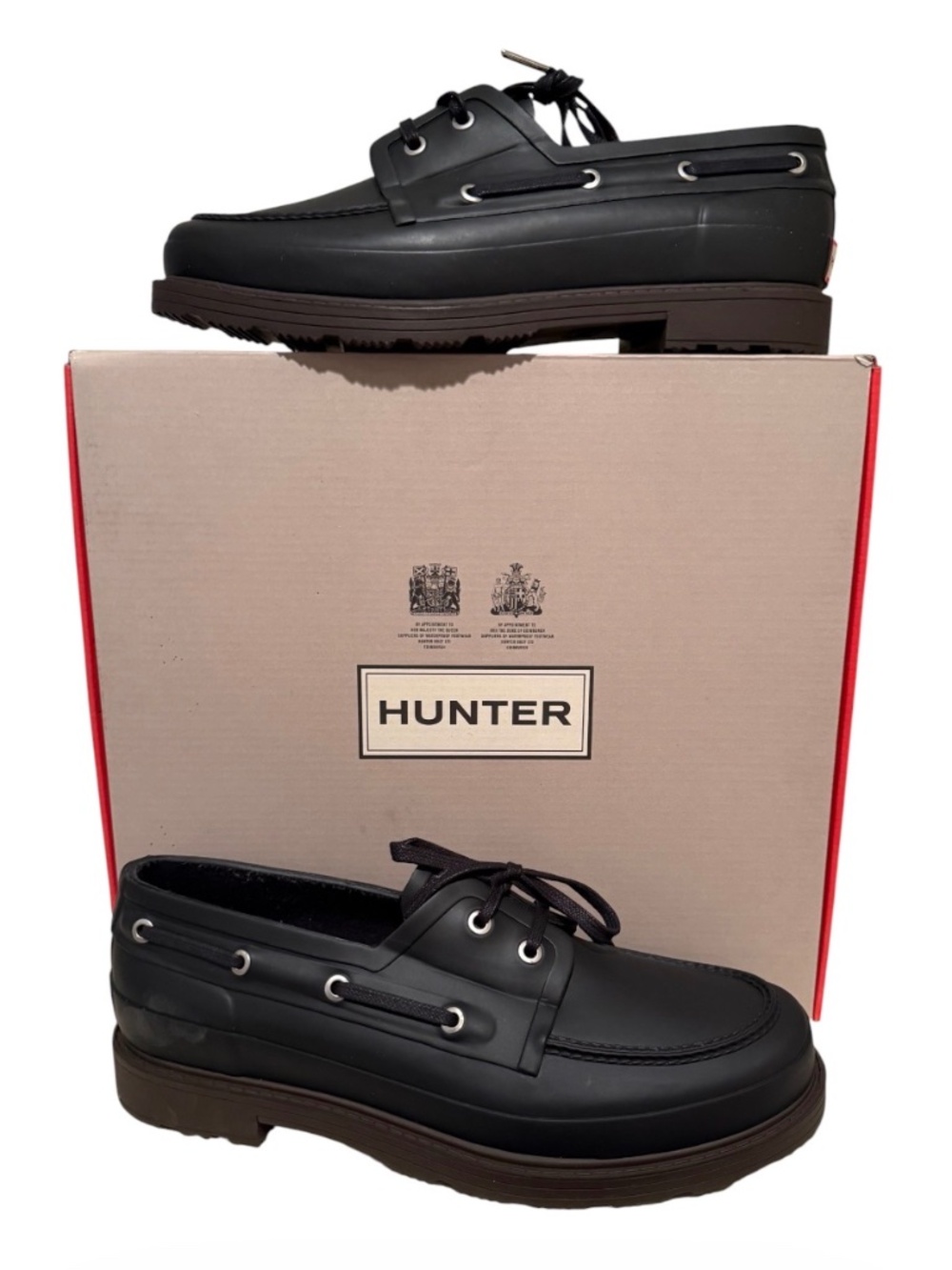 HUNTER ments black Rubber Boat Shoe, NEW WITH TAGS